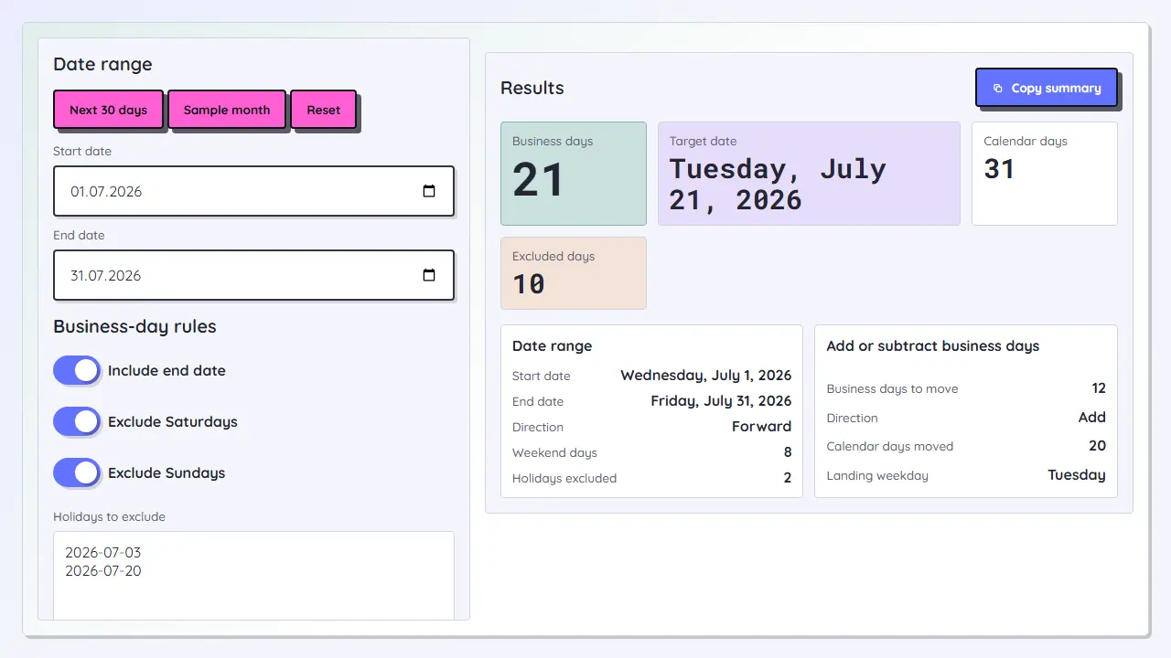 Business Days Calculator teaser image