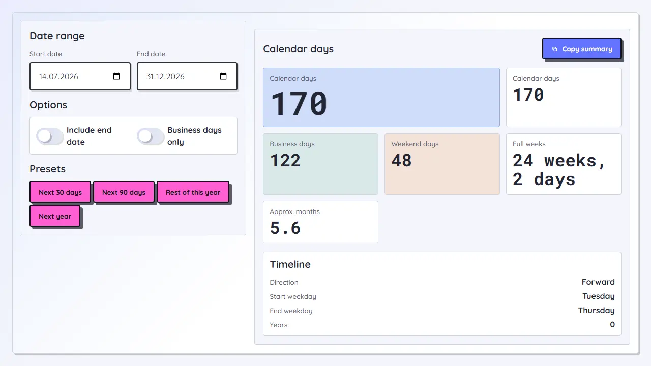 Days Between Dates Calculator teaser image