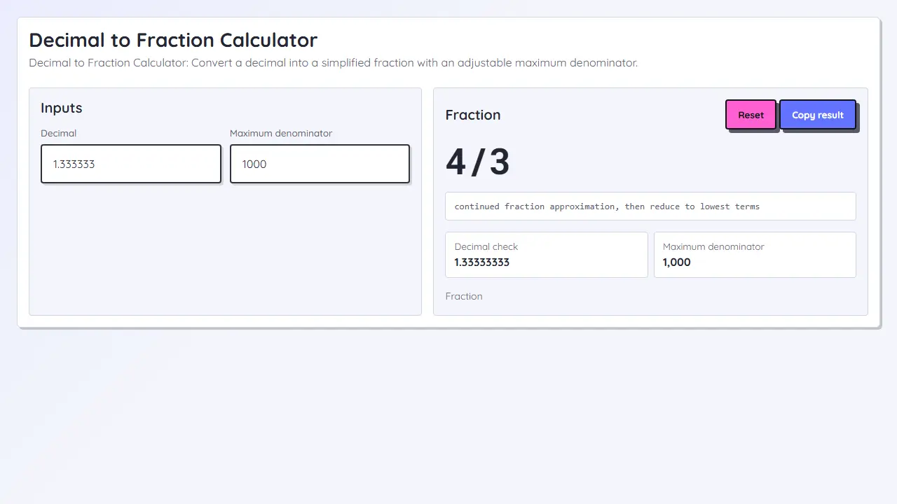 Imagen teaser de Convertidor de decimal a fracción
