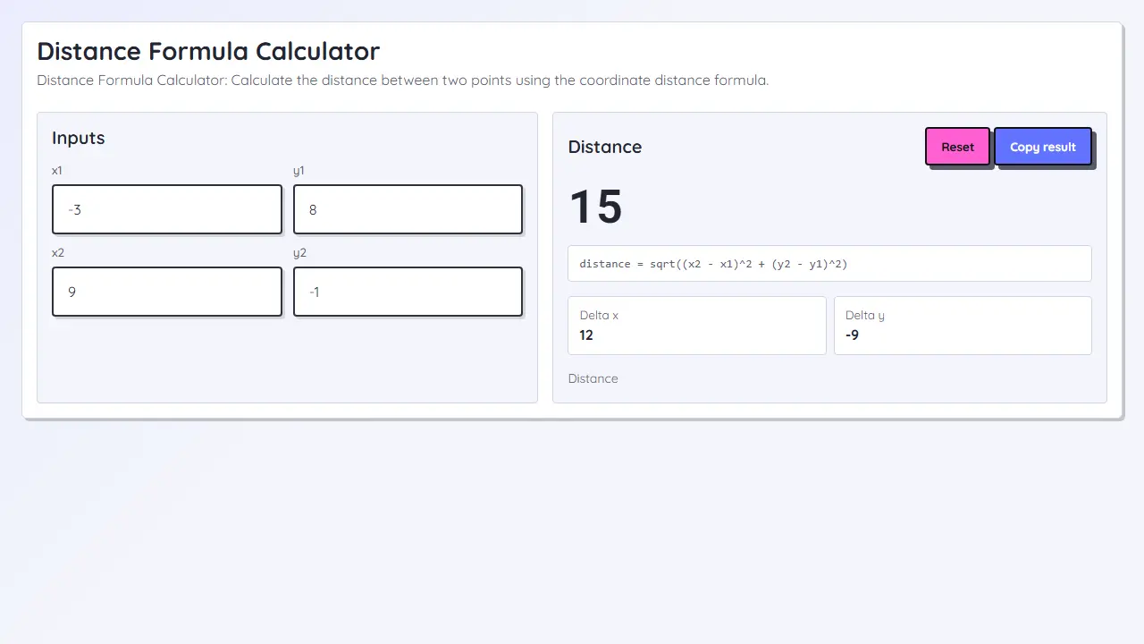 Immagine teaser di Calcolatore della formula della distanza