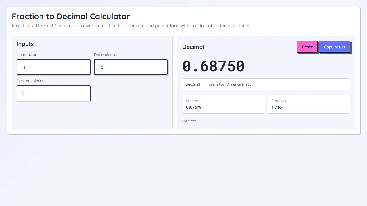 Imagen teaser de Convertidor de fracción a decimal