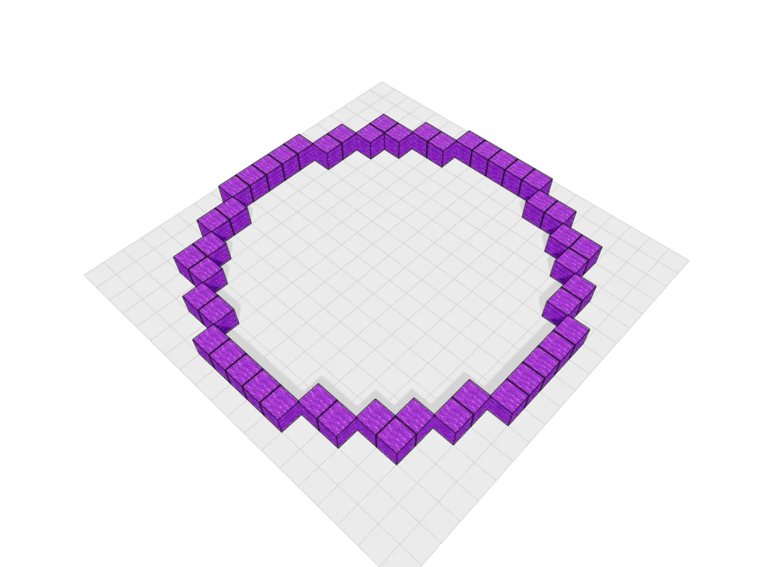 Minecraft circle generator preview with a circular block outline and layer list