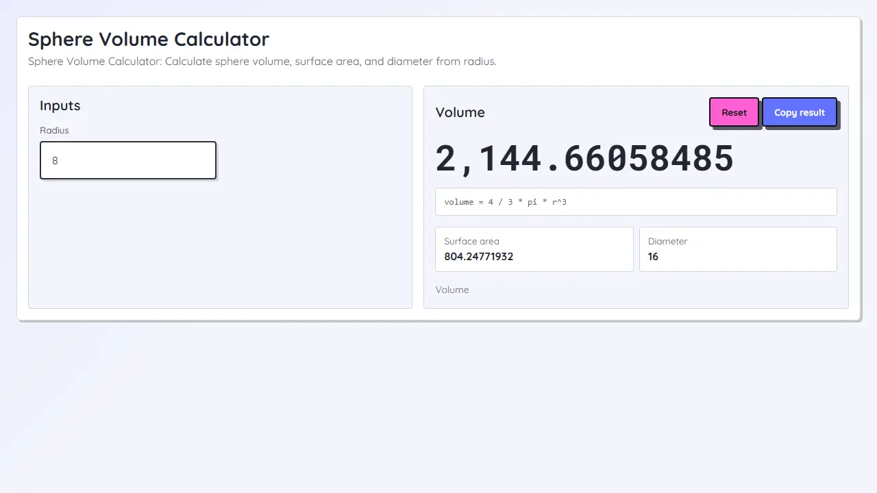 Imagen teaser de Calculadora de volumen de esfera